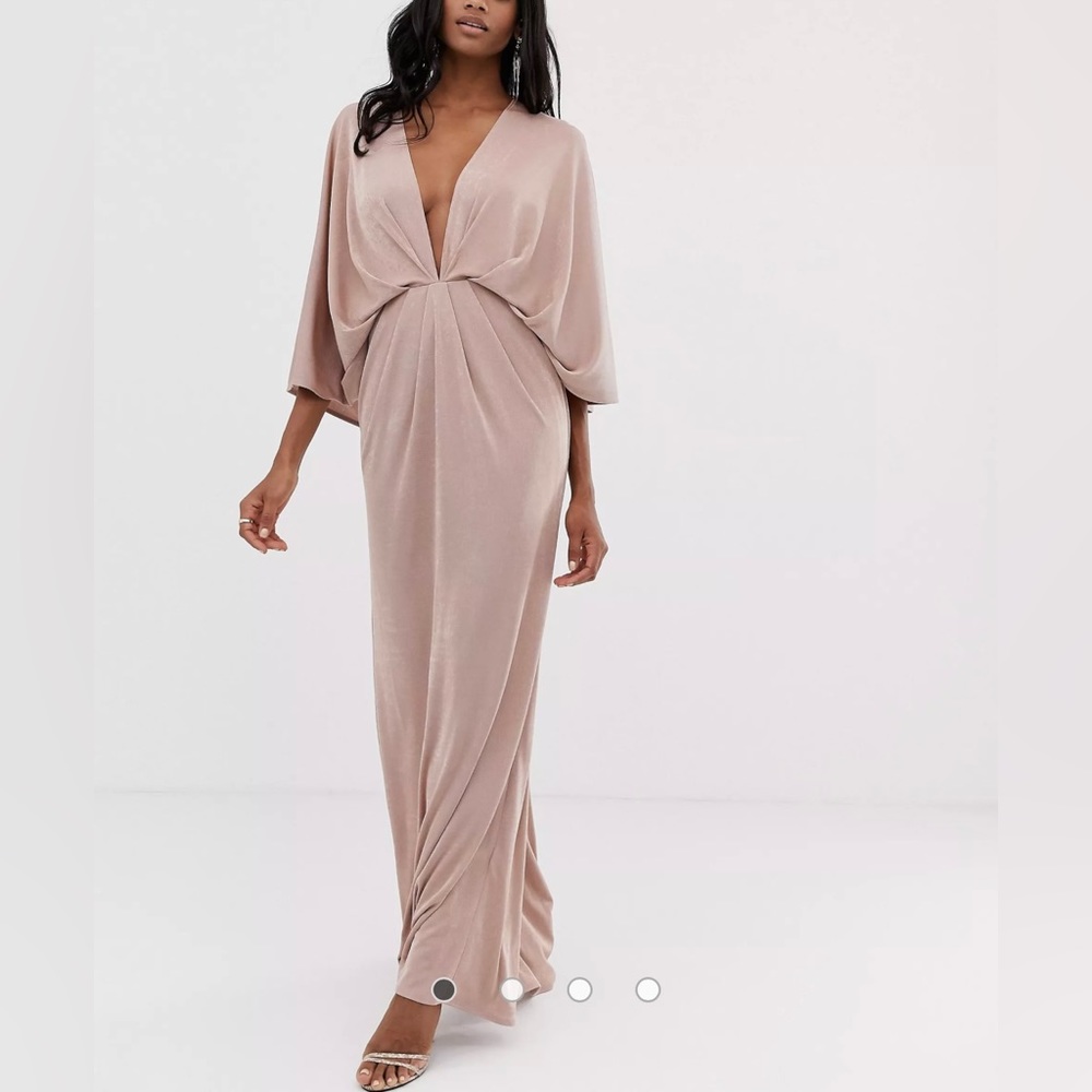 Rose backless kimono maxi dress
